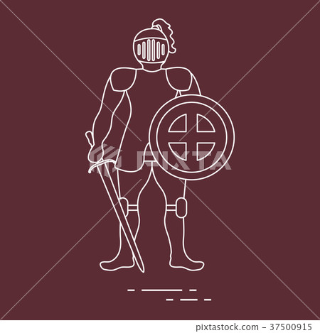 Knight in armor with shield and sword - Stock Illustration [37500915 ...