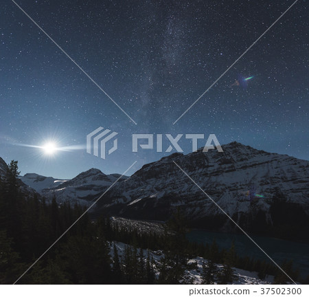 Stars over Peyto lake, Icefields parkway, Alberta Stars over Peyto lake, Icefields parkway, Alberta 37502300