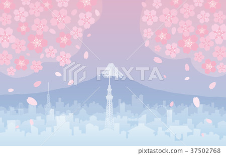 Mt. Fuji and Tokyo and Sakura Mt. Fuji and Tokyo and Sakura 37502768