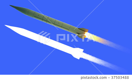 Nuclear ballistic rocket. Isolate. 3d rendering. Nuclear ballistic rocket. Isolate. 3d rendering. 37503488