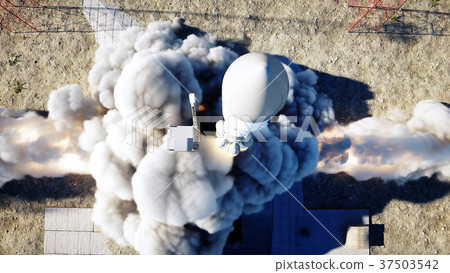 Rocket launch animation. Daylight. Space launch 37503542