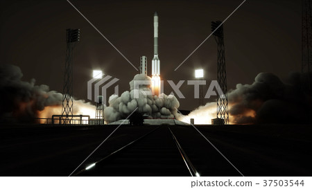 Rocket launch animation. Daylight. Space launch 37503544