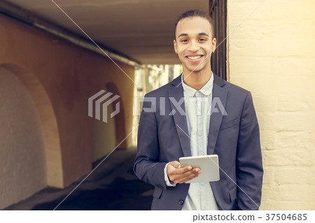 Young business man african descent outdoors style 37504685