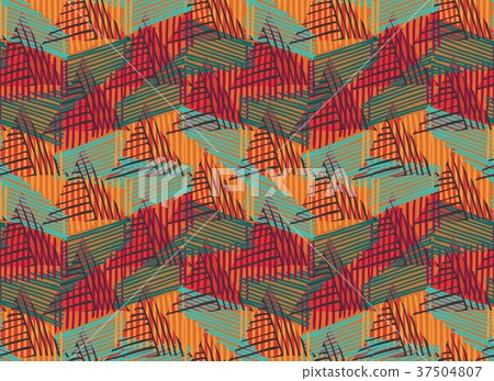 Striped triangles orange green overlay 37504807