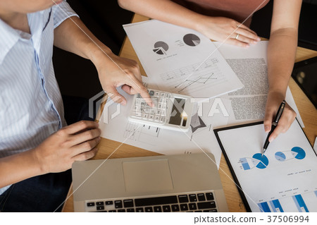 Team work process. young business managers crew working with new Team work process. young business managers crew working with new 37506994