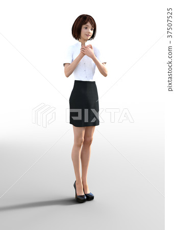 婦女燙髮商務套裝的3DCG插圖 婦女燙髮商務套裝的3DCG插圖 37507525