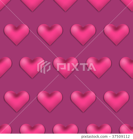Deep pink Valentines day pattern with 3d hearts - Stock Illustration ...