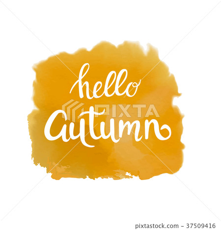inscription on yellow watercolor background hello inscription on yellow watercolor background hello 37509416