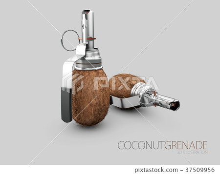 3d Illustration of coconut grenade isolated on 37509956