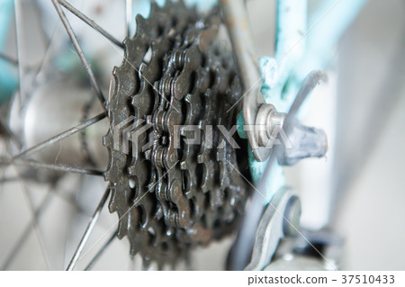 Closeup of a bicycle gears mechanism and chain Closeup of a bicycle gears mechanism and chain 37510433
