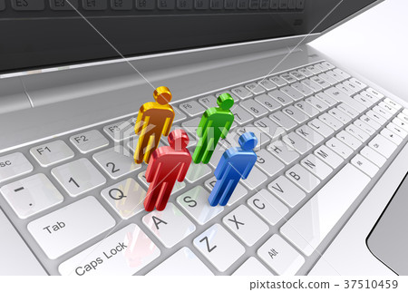 Laptop and humanoid icon Laptop and humanoid icon 37510459
