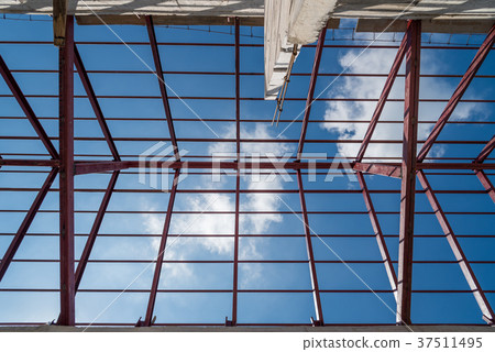 Steel roof frame of building. 37511495