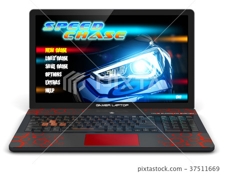 Gamer laptop with video game Gamer laptop with video game 37511669
