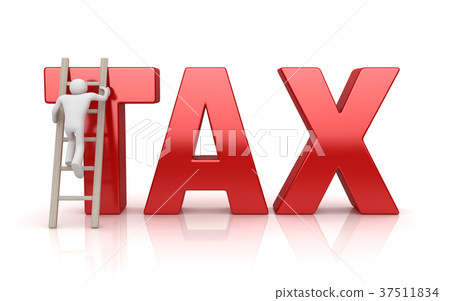 Man Climbing to Tax Text 37511834