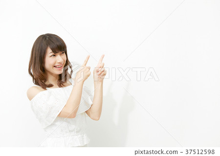 Female finger pointing Female finger pointing 37512598