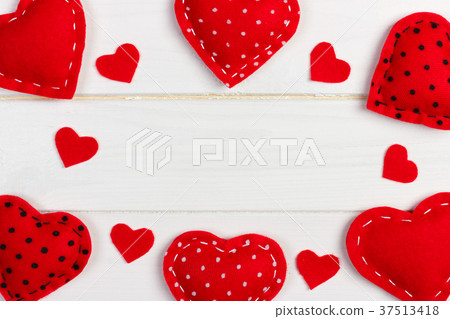 Valentines Day background with patterned textile Valentines Day background with patterned textile 37513418