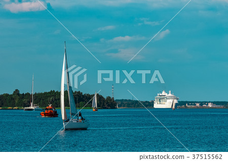 White sailboat traveling at Riga White sailboat traveling at Riga 37515562