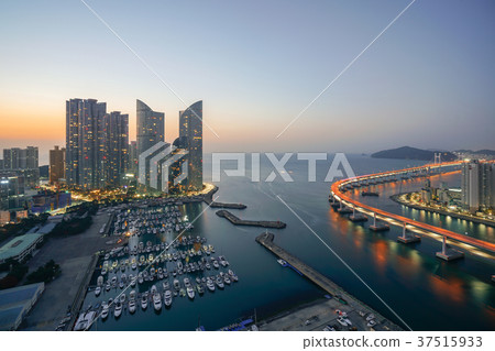 Busan city skyline view at Haeundae district. Busan city skyline view at Haeundae district. 37515933
