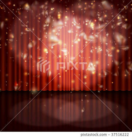 Spotlight on red curtain with glitter light. EPS Spotlight on red curtain with glitter light. EPS 37516222