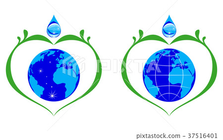 Water drop and blue earth globe. Water drop and blue earth globe. 37516401