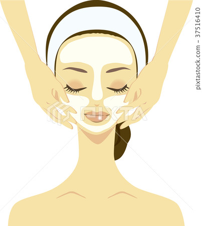 Illustration of woman getting pack at esthetic Illustration of woman getting pack at esthetic 37516410