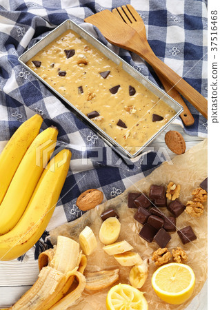 banana bread dough in a loaf pan 37516468