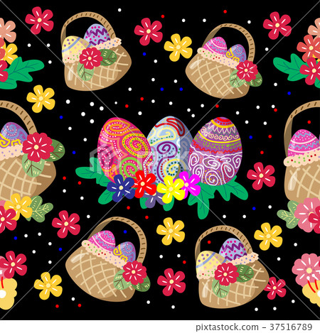 Cute Bunny and easter eggs seamless pattern - Stock Illustration ...