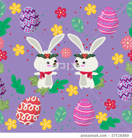 Cute Bunny and easter eggs seamless pattern Cute Bunny and easter eggs seamless pattern 37516869