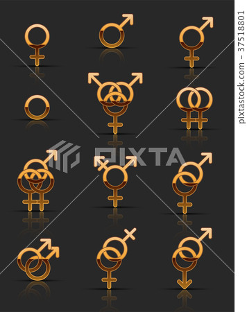 Set of golden sexuality icons Set of golden sexuality icons 37518801