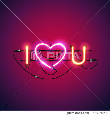I Love You with Pink Heart Neon Sign 37519045