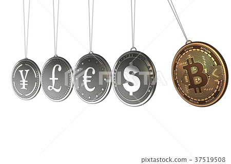 Bitcoins in blockchain cryptocurrency concept Bitcoins in blockchain cryptocurrency concept 37519508