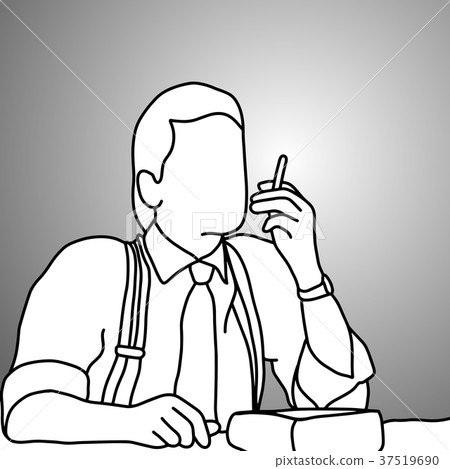 close-up businessman smoking cigarette close-up businessman smoking cigarette 37519690