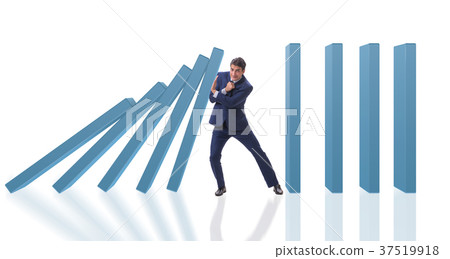 Businessman in domino effect business concept Businessman in domino effect business concept 37519918