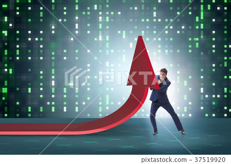 Businessman supporting growtn in economy on chart Businessman supporting growtn in economy on chart 37519920