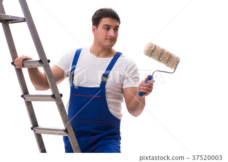Young painter contractor isolated on white 37520003