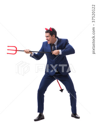 Evil devil businessman with pitchfork isolated on Evil devil businessman with pitchfork isolated on 37520122