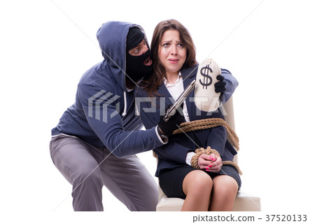Gunman forcing a woman Gunman forcing a woman 37520133