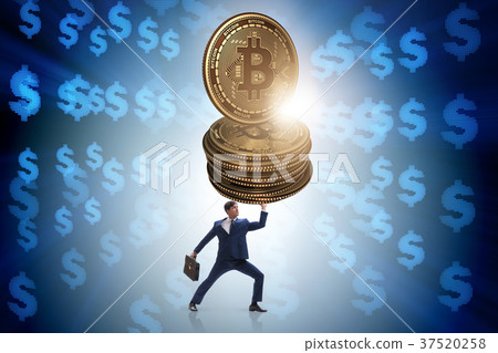 Businessman holding bitcoin in cryptocurrency 37520258
