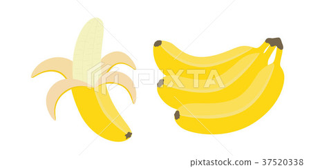 Set of bunches of fresh banana isolated on white 37520338