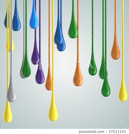 3D color glossy paint drop blobs 37521141