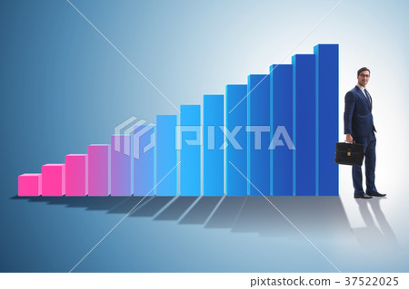 Young businessman in business concept with bar 37522025