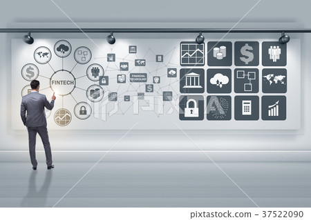 Businessman in financial technology fintech Businessman in financial technology fintech 37522090