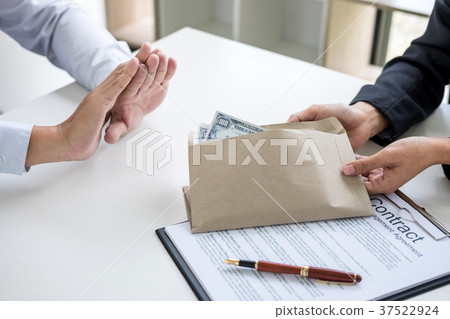 Bribery and corruption concept, Businessman refusing receive mon 37522924