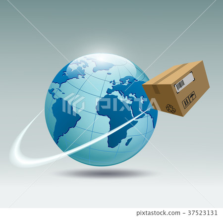 planet earth and a cardboard box that revolves 37523131