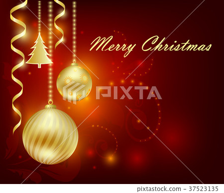 Christmas balls on a red background Christmas balls on a red background 37523135