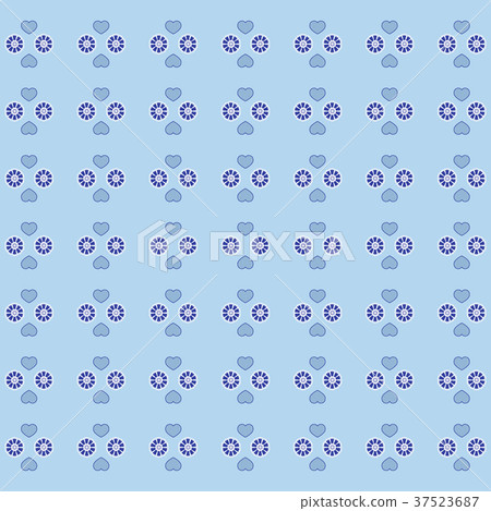 Cute pattern with hearts and flowers on a color Cute pattern with hearts and flowers on a color 37523687