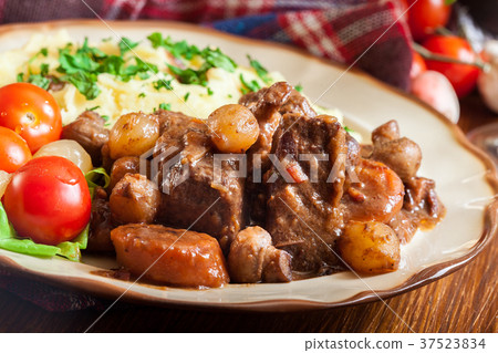 Dinner or lunch with beef Bourguignon stew 37523834