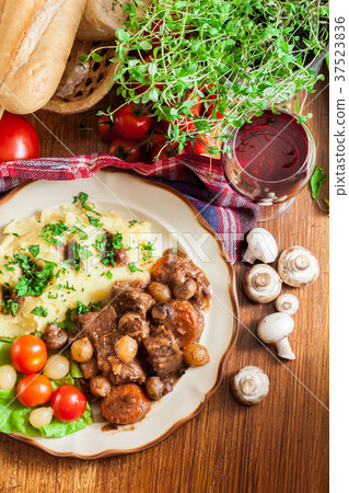 Dinner or lunch with beef Bourguignon stew Dinner or lunch with beef Bourguignon stew 37523836