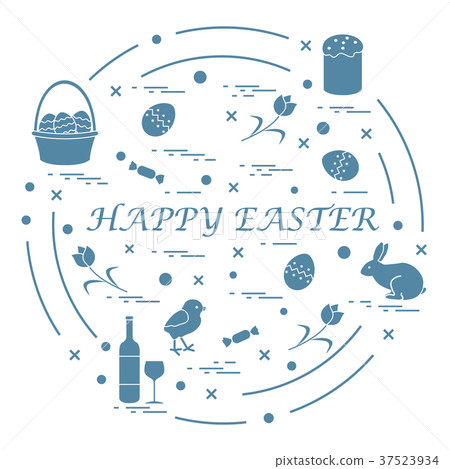 different symbols for Easter arranged in a circle different symbols for Easter arranged in a circle 37523934