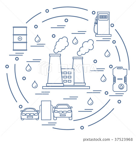 refinery plant with smoking chimneys, canister of 37523968